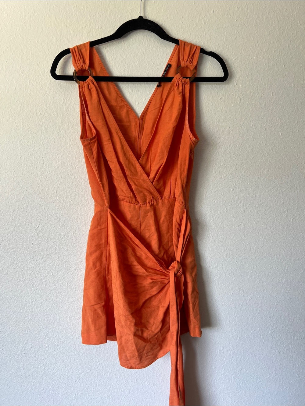Zara Romper Orange Coral Linen Blend Size small - Picture 2 of 3